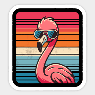 Cool Retro Flamingo in Sunglasses 70s 80s 90s Funny Flamingo Sticker